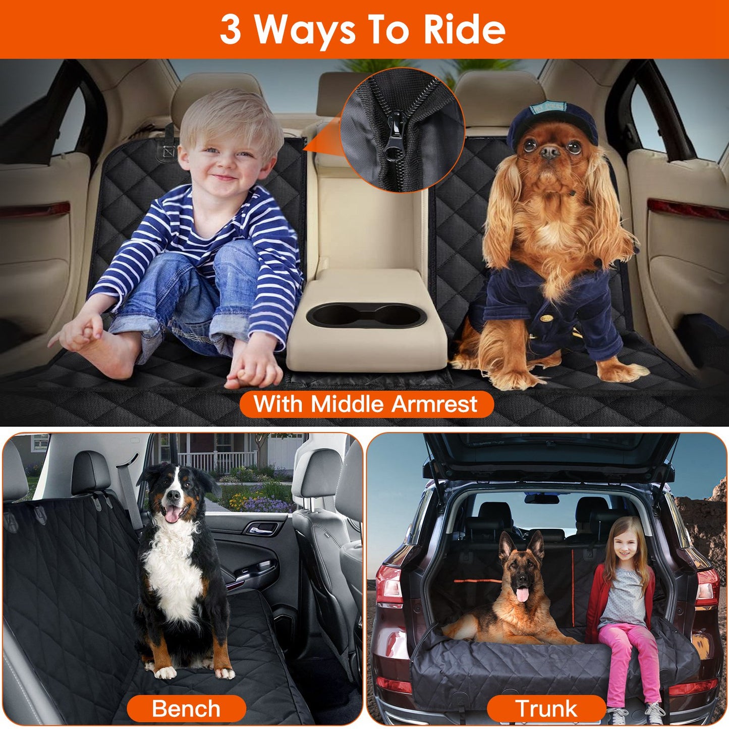 Waterproof Back Seat Cover with Safety Tether