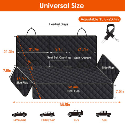 Waterproof Back Seat Cover with Safety Tether