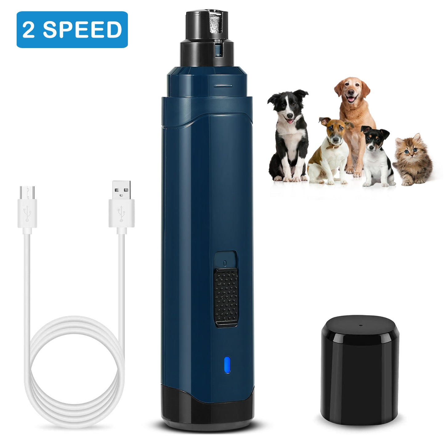 Dog nail grinder, two speed cordless