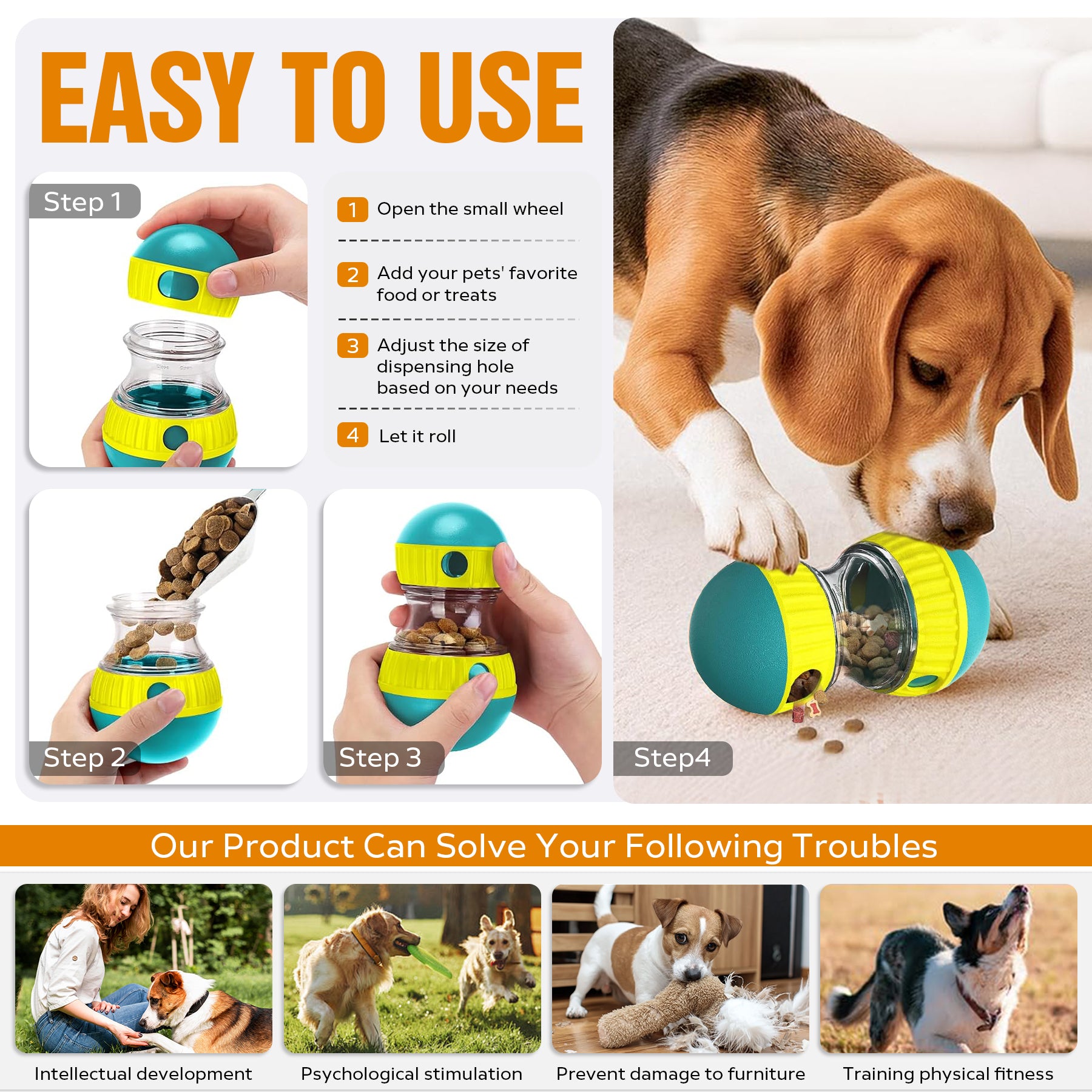 Adjustable Treat-Dispensing Puzzle Ball