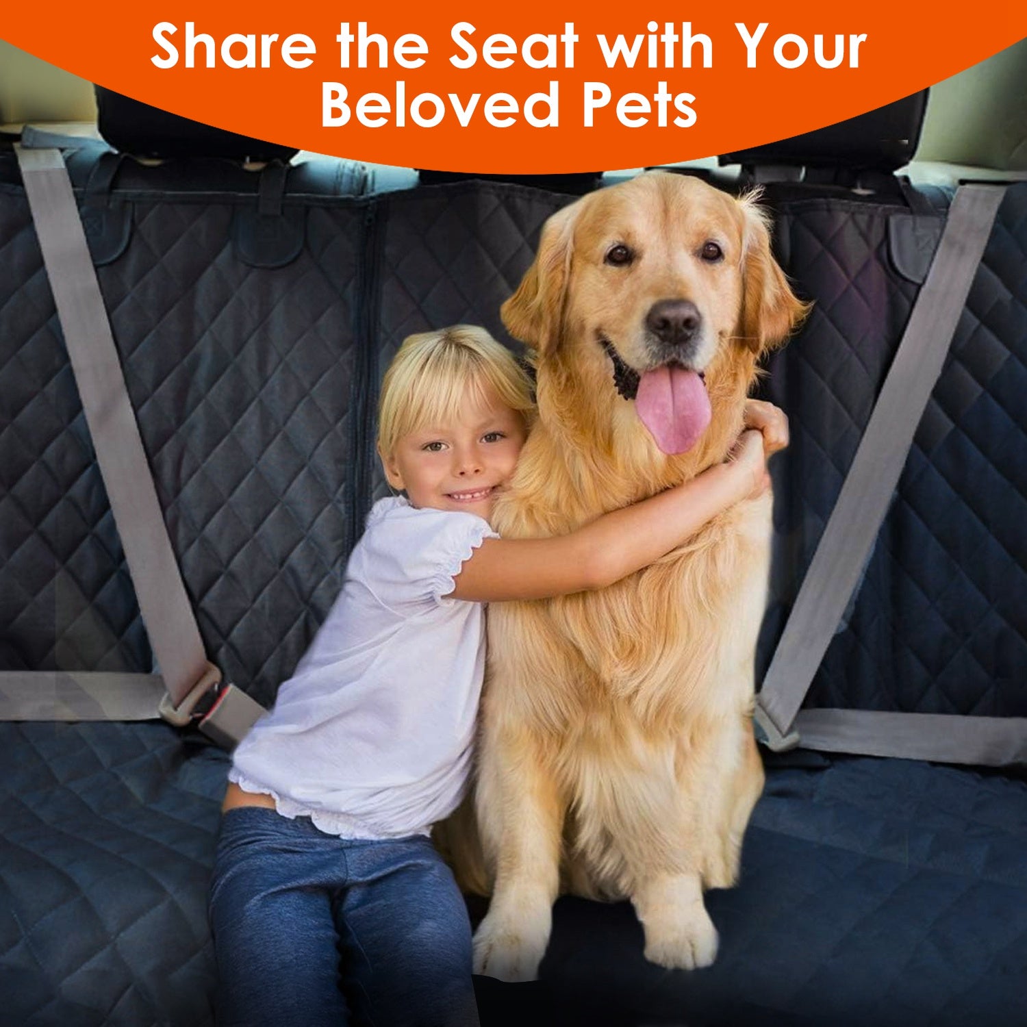 Waterproof Back Seat Cover with Safety Tether